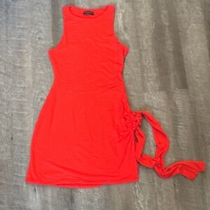 Naked Wardrobe, NWOT, S Vibrant Red Sleeveless Tie Bodycon Mini Dress